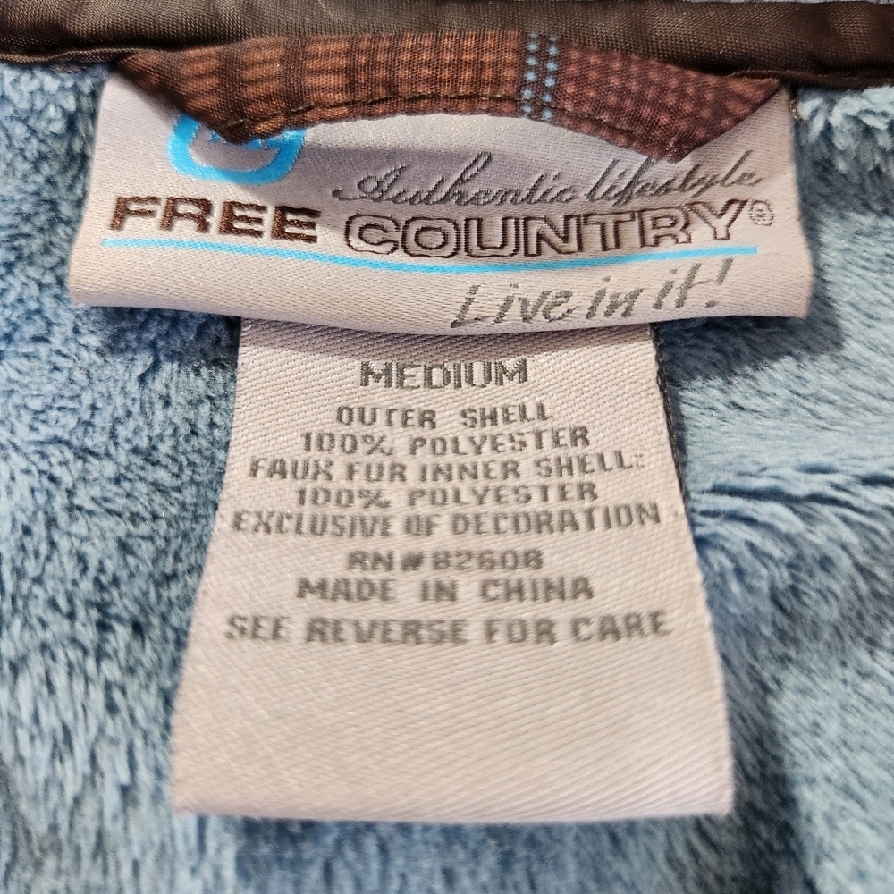 FREE COUNTRY Cozy Faux-Fur Lined Jacket - Light Blue Interior Size Medium - Picture 2 of 10